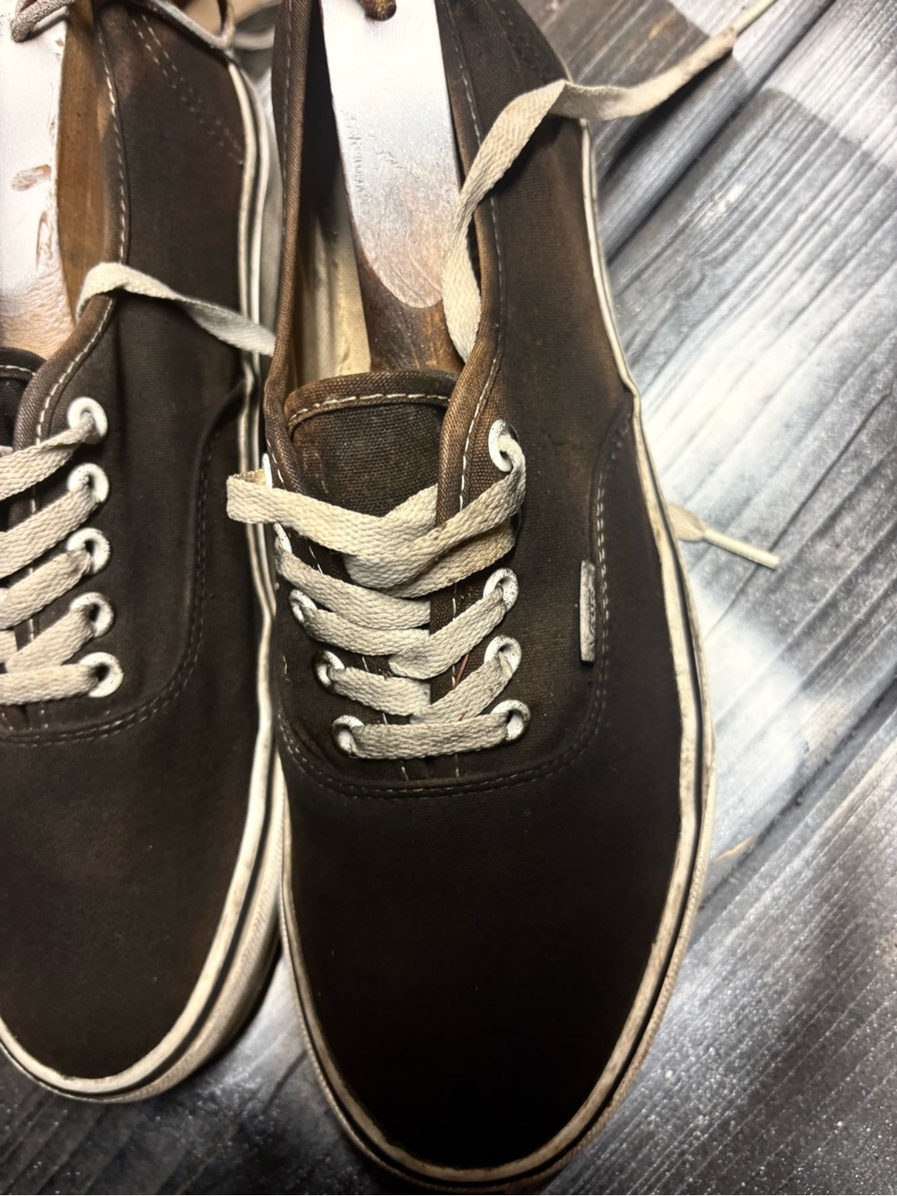 Vans Low-Top Canvas Sneakers in Dark Brown with Cream Laces - Picture 9 of 9